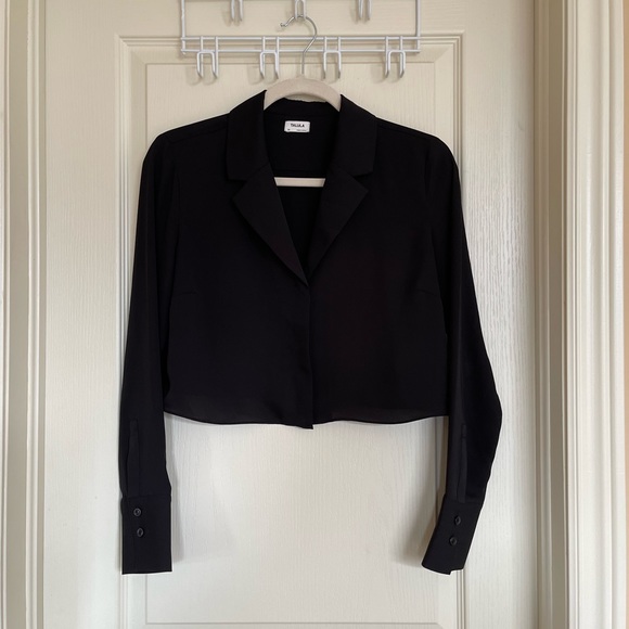 Talula cropped satin button up - Picture 1 of 3